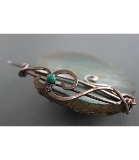 Copper Shawl Pin, Handforged Safety Pin, Yoko's Jewelry