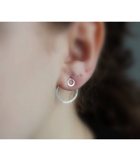 Sterling Silver Ear Jackets-Double Circle Two Way Earrings-Round Circle Earrings-Sterling Silver Earrings-Double Earrings-925 Stud Earrings Jewellery Earrings Ear Jackets & Climbers Ear Jackets 