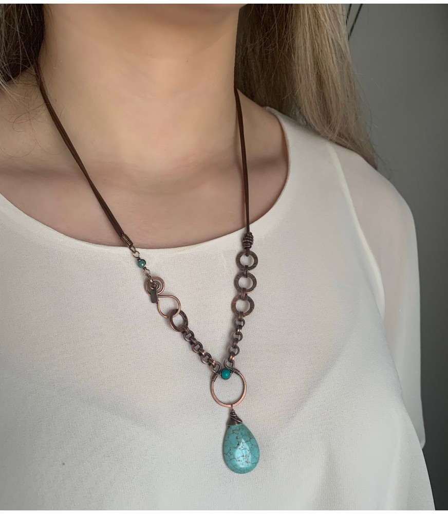 Leather on sale gemstone necklace