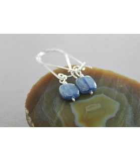 Natural Stone Earrings Blue Stone Earrings Kyanite Earrings Curved Wire Earrings Sterling Silver Earrings Blue Earrings Modern Earring